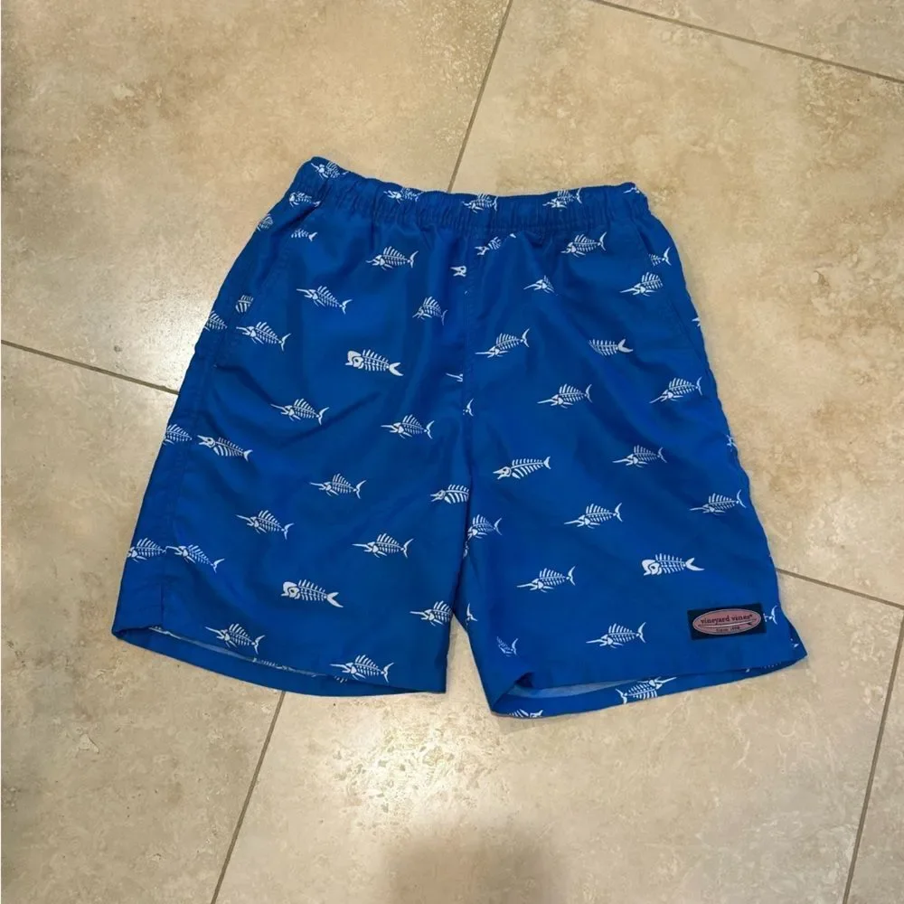 Vineyard Vines Royal Blue Fish-Skeleton Swim Trunks